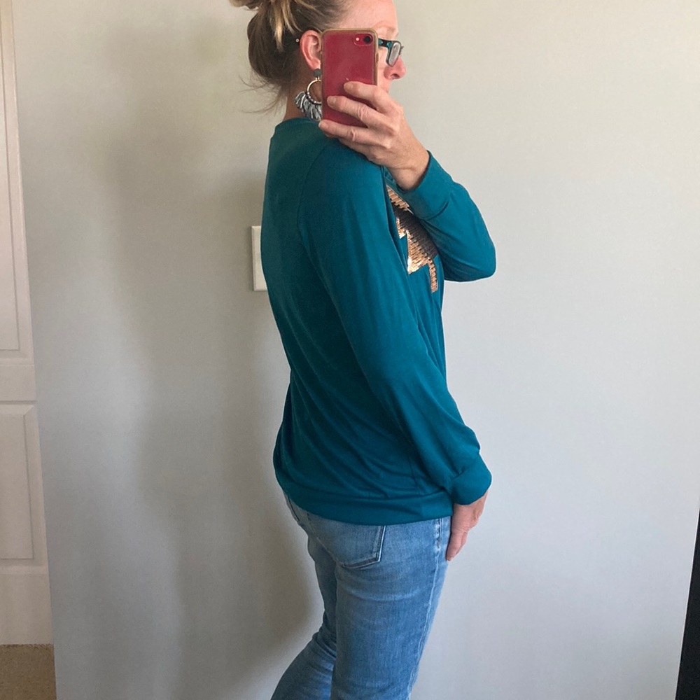 Sequin Pine Tree, Long Sleeve Top - Picture 6 of 8